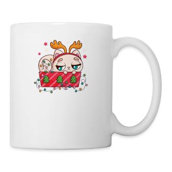 cute cats hapy new years merry christmas tree - Coffee/Tea Mug - white - Right