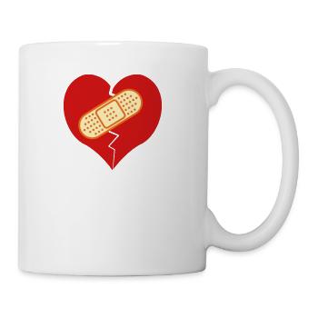 broken heart with bandaid - Coffee/Tea Mug - white - Right
