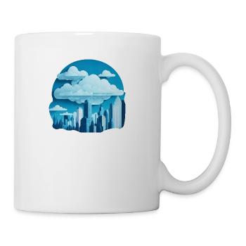 A cityscape made of clouds. - Coffee/Tea Mug - white - Right