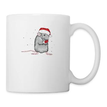 Cute Rat Wearing Santa Claus Hat New Year - Coffee/Tea Mug - white - Right