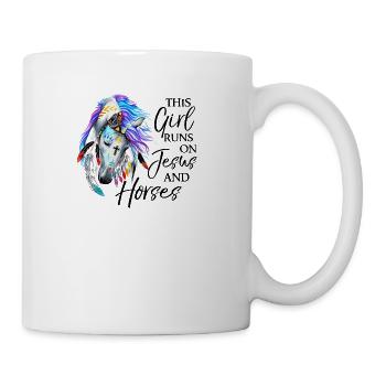 This Girl Runs On Jesus And Horses - Coffee/Tea Mug - white - Right