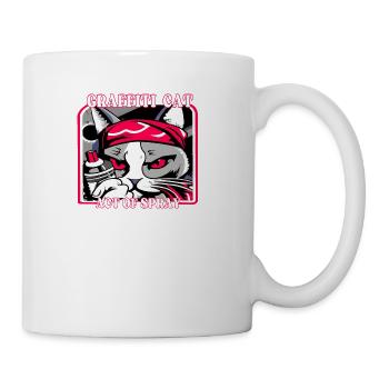Graffiti cat act of spray - Coffee/Tea Mug - white - Right