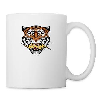 Tiger face and lightning bolt - Coffee/Tea Mug - white - Right