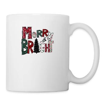 Xmas Christmas Merry Bright Fir Tree - Coffee/Tea Mug - white - Right