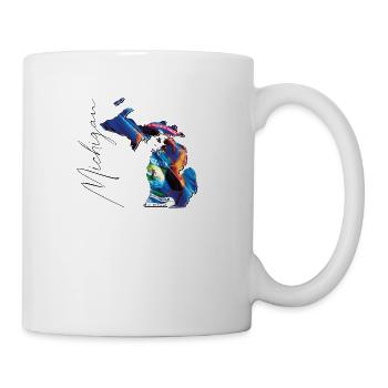 Michigan State Flag in Michigan State Map MI - Coffee/Tea Mug - white - Right