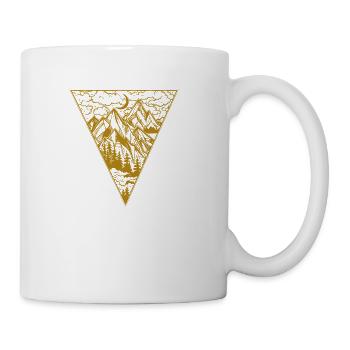 Triangle artwork lake road forest and mountains - Coffee/Tea Mug - white - Right