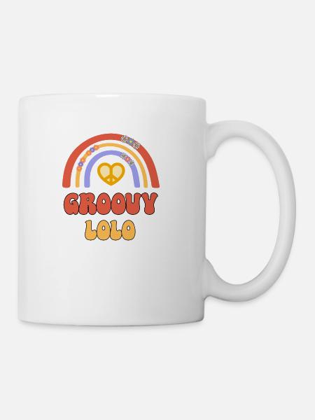 Retro Groovy Lolo Grandpa Rainbow Heart Peace - Coffee/Tea Mug - white