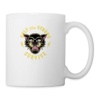 Black Panther Cat Strong Survive Tattoo - Coffee/Tea Mug - white - Right