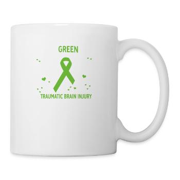 I Wear Green For Support Traumatic Brain Injury - Coffee/Tea Mug - white - Right