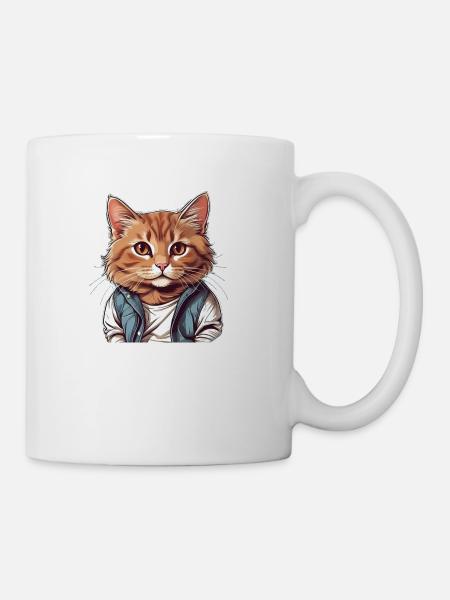 Cat Wearing a Vest for a Stylish and Cute Look - Coffee/Tea Mug - white
