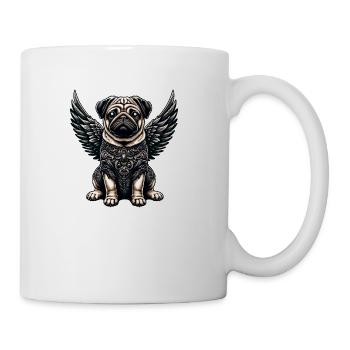 Cute Pug Angel with Baroque and Gothic Wings - Coffee/Tea Mug - white - Right