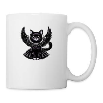Black Cat Gothic Angel Wings Baroque - Coffee/Tea Mug - white - Right