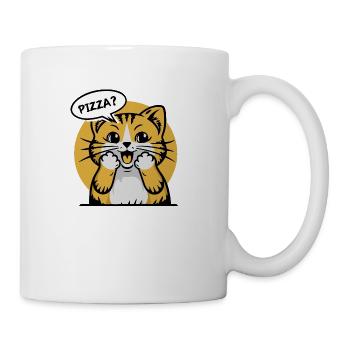 Surprised Orange Tabby Cat Pizza - Coffee/Tea Mug - white - Right