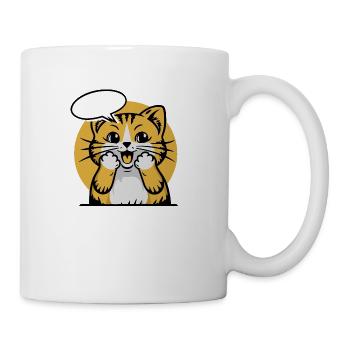 Surprised Orange Tabby With Blank Speech Bubble - Coffee/Tea Mug - white - Right