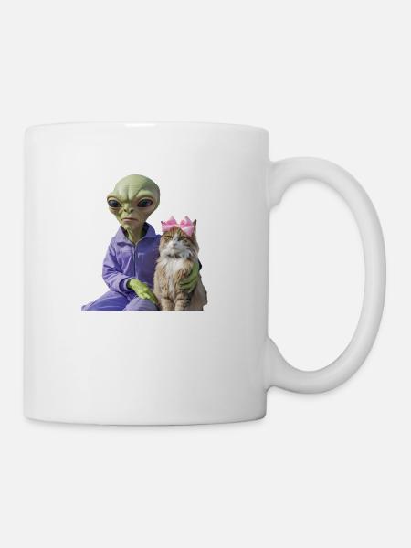Magic Love - Alien and Cat - Coffee/Tea Mug - white