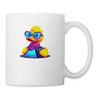 Happy Ducky in Heart Glasses - Coffee/Tea Mug - white - Right