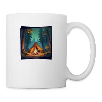 Tent With Campfire - Coffee/Tea Mug - white - Right