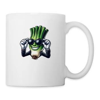 Cool Green Onion Cartoon Comic Style - Coffee/Tea Mug - white - Right