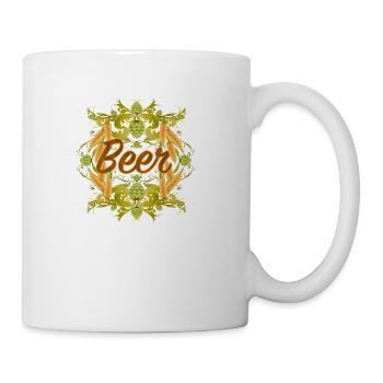 Hop Ornament with "Beer" Lettering - Coffee/Tea Mug - white - Right