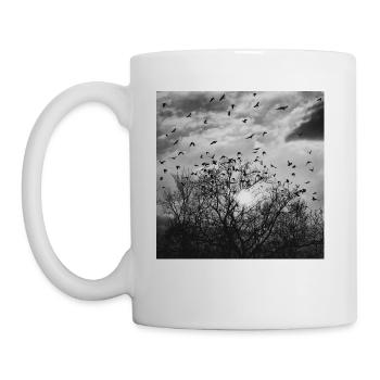 Bird's flight at sunset - Coffee/Tea Mug - white - Left