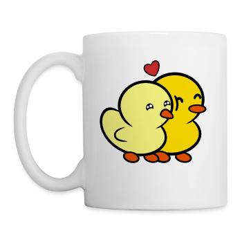 Duckie and Duck Nuzzle - Coffee/Tea Mug - white - Left