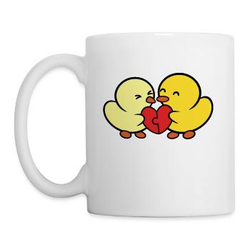 Duckie and Duck Heart Puzzle - Coffee/Tea Mug - white - Left