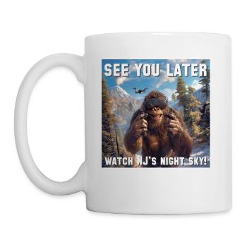 Bigfoot is havin fun with his quadcopter - Coffee/Tea Mug - white - Left
