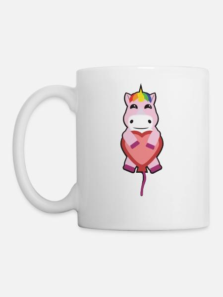 Unicorn with a Heart Balloon - Coffee/Tea Mug - white