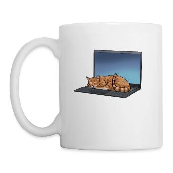 Sleeping Cat On Laptop - Coffee/Tea Mug - white - Left