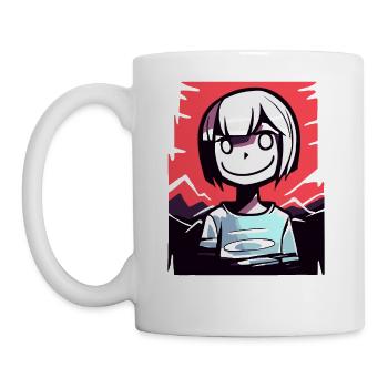 Smiling Girl with Bold Red Sky - Coffee/Tea Mug - white - Left