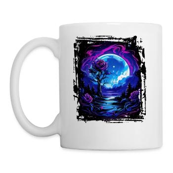 Dreamlike moonlight and a magical rose - Coffee/Tea Mug - white - Left