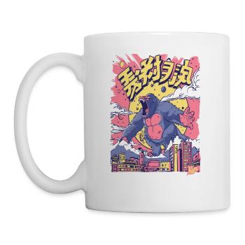 Kaiju Gorilla – Neon City Rampage - Coffee/Tea Mug - white - Left
