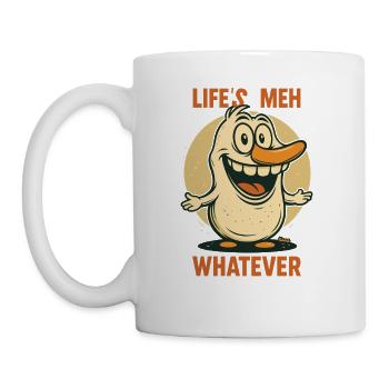 Life’s Meh – Whatever Duck Cartoon - Coffee/Tea Mug - white - Left