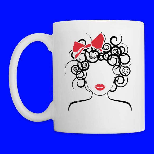 Curly Girl with Red Bow