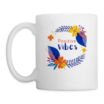 Positive Vibes Inspiration Quote - Coffee/Tea Mug - white - Left