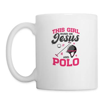 Horse Polo Player This Girl Runs On Jesus And Polo - Coffee/Tea Mug - white - Left