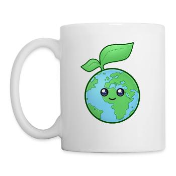 Happy Earth Day, Cute Kawaii Earth Planet - Coffee/Tea Mug - white - Left