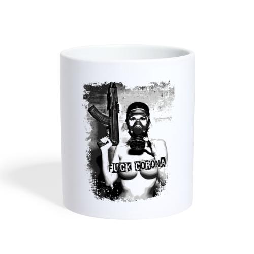 masked girl with AK - FUCK CORONA 4 dark clothes - Coffee/Tea Mug