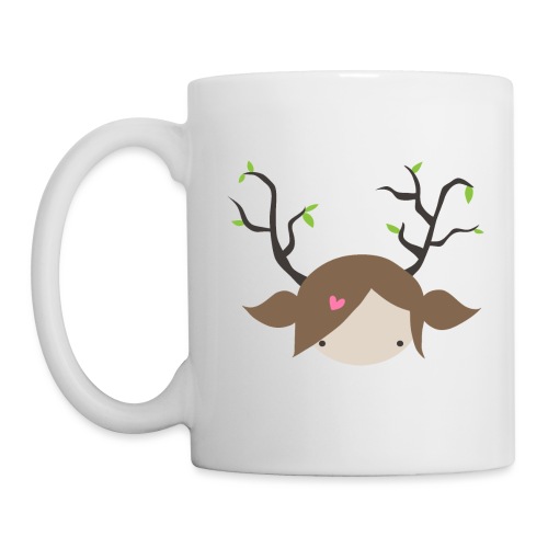 RiotPanda - Deer Girl with Brown/Green Heart Logo - Coffee/Tea Mug