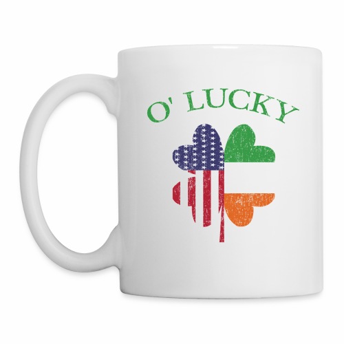 Lucky Irish American Flag Shamrock Clover Ireland. - Coffee/Tea Mug