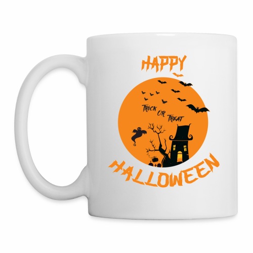 Haunted House Ghost Bat Trick Treat Gravestone RIP - Coffee/Tea Mug