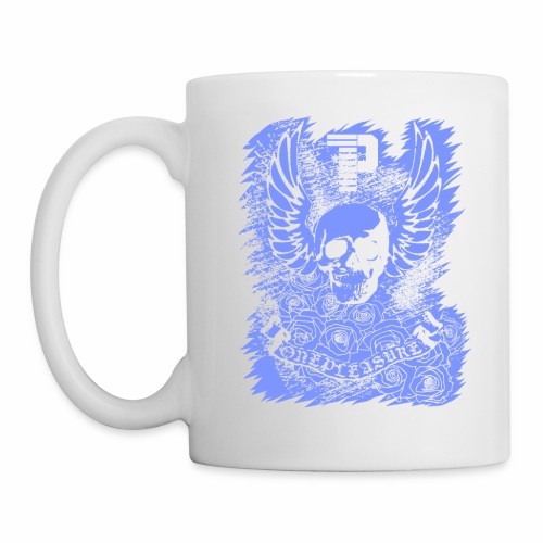 Cool OnePleasure Purple Skull Wings Roses Banner - Coffee/Tea Mug
