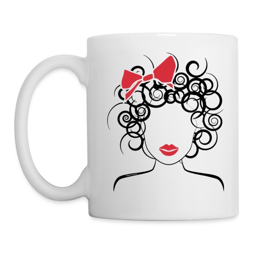 Curly Girl with Red Bow_Global Couture_logo T-Shir - Coffee/Tea Mug
