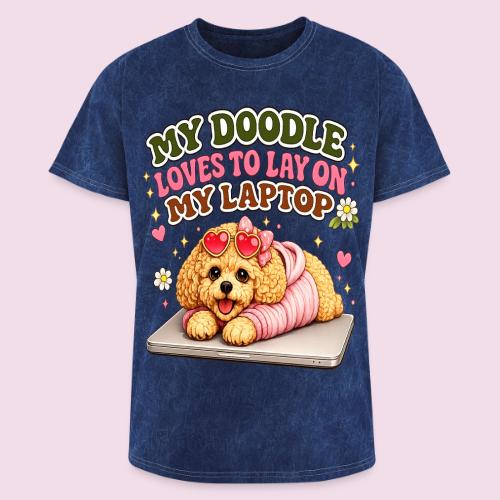 My Laptop Belongs to My Doodle - Washed Unisex T-Shirt