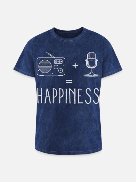 Radio + Microphone = Happiness - Washed Unisex T-Shirt - mineral navy