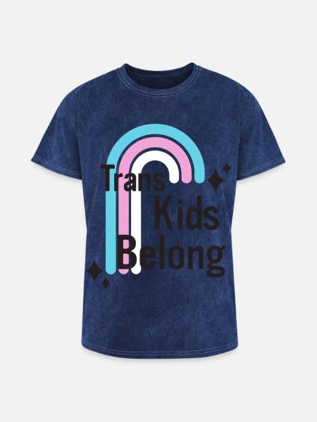 Trans Kids Belong - Washed Unisex T-Shirt - mineral navy