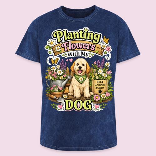 Planting Flowers With My Dog - Washed Unisex T-Shirt