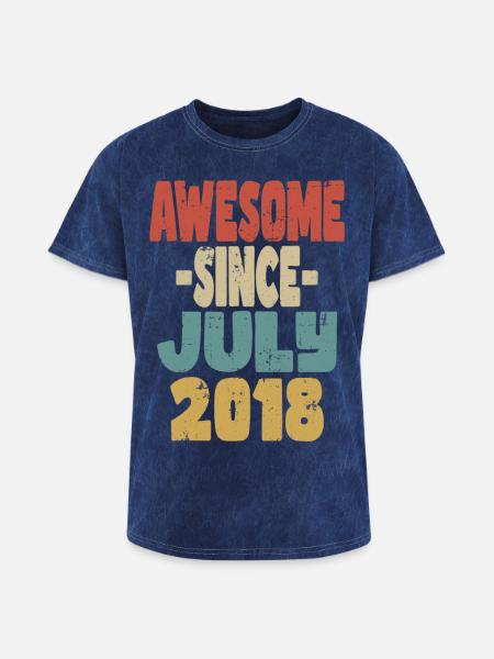 Awesome July 2018 - Washed Unisex T-Shirt - mineral navy