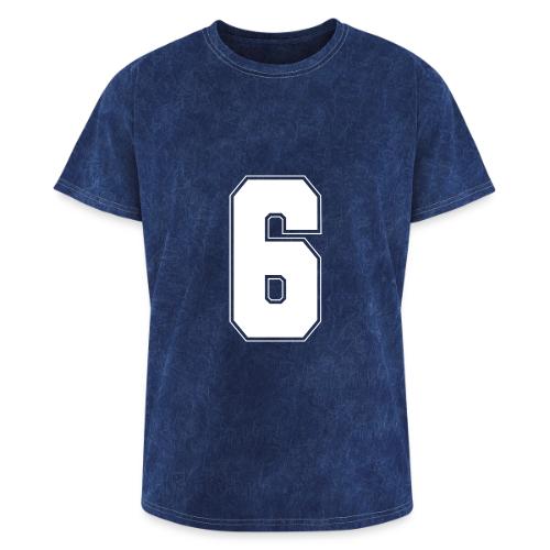White Number 6 – Varsity Font - Washed Unisex T-Shirt