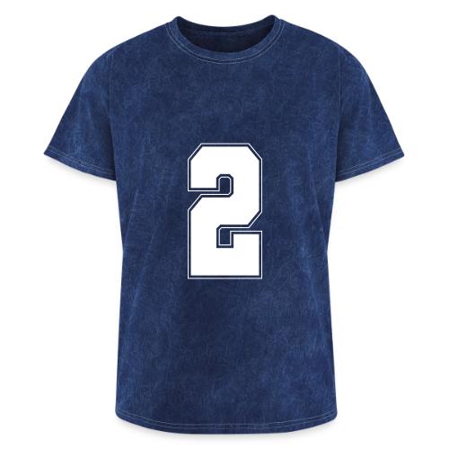 White Number 2 – Varsity Font - Washed Unisex T-Shirt